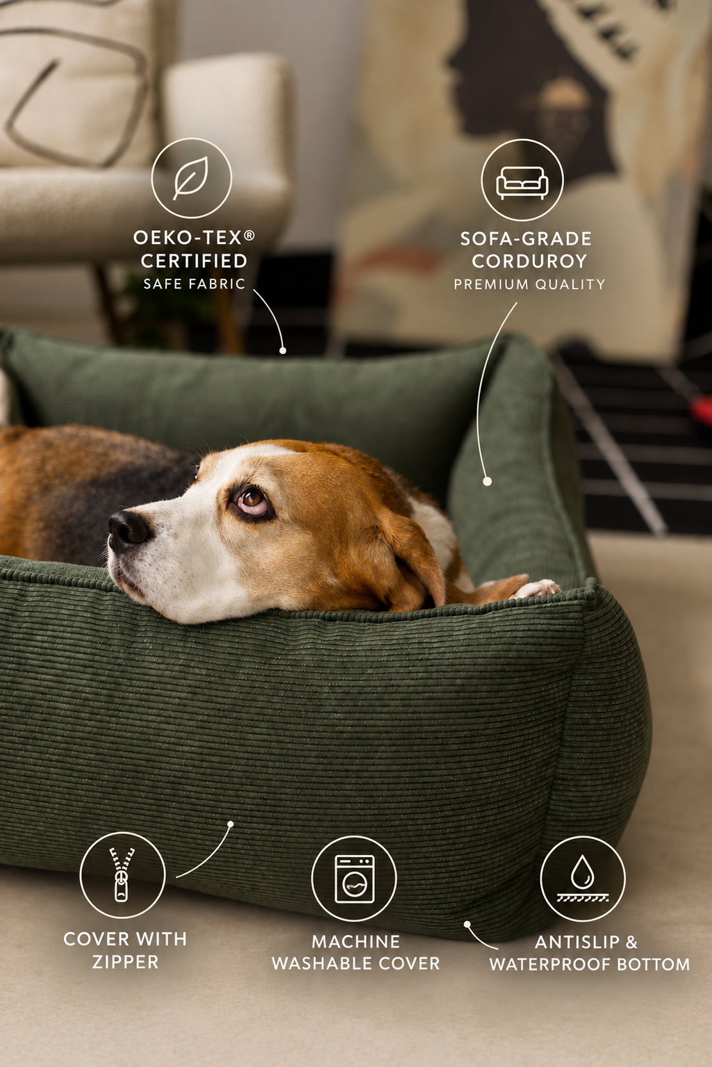 Cama para cão lavável CORY da FOFFINY