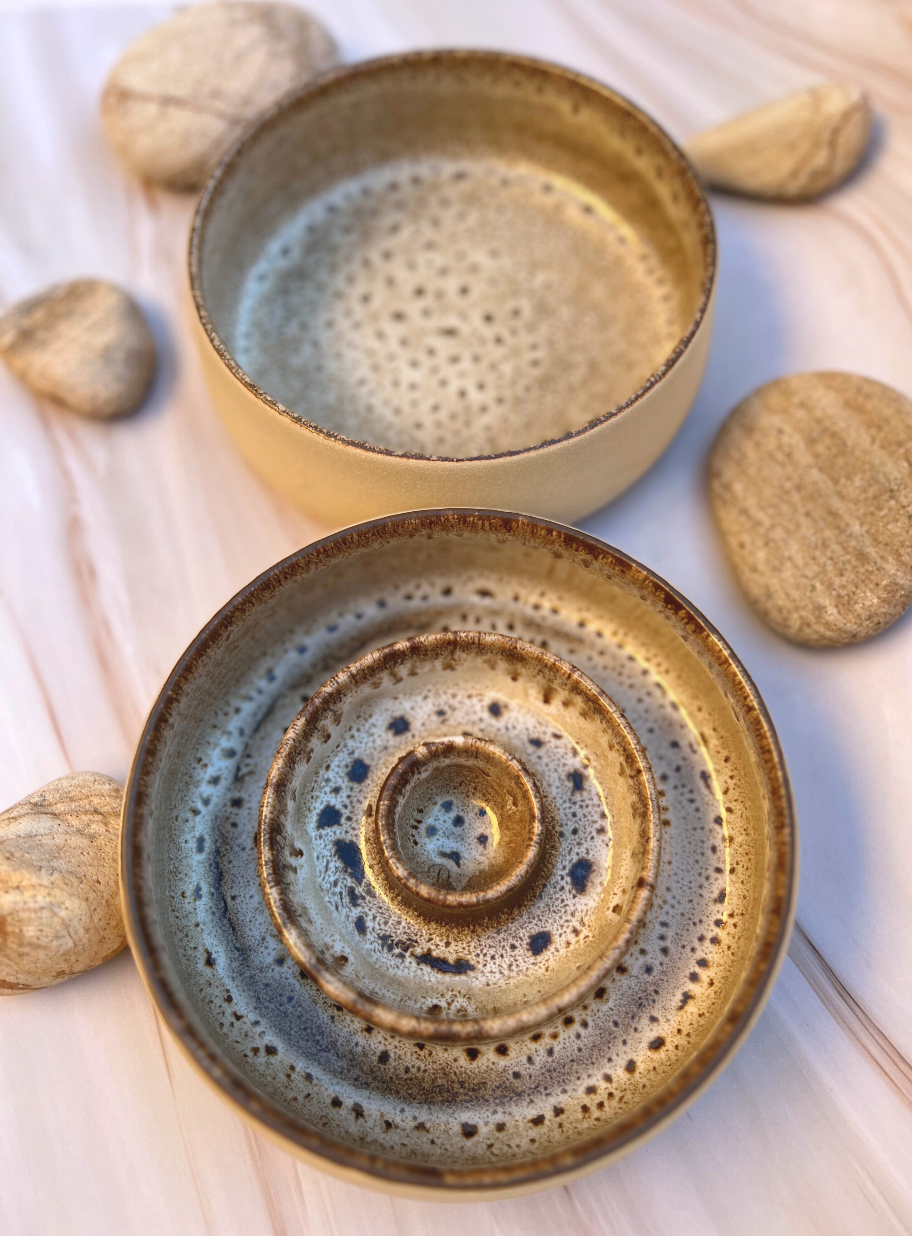 Dishwasher & microwave safe—luxury earth-tone dog & cat dish.