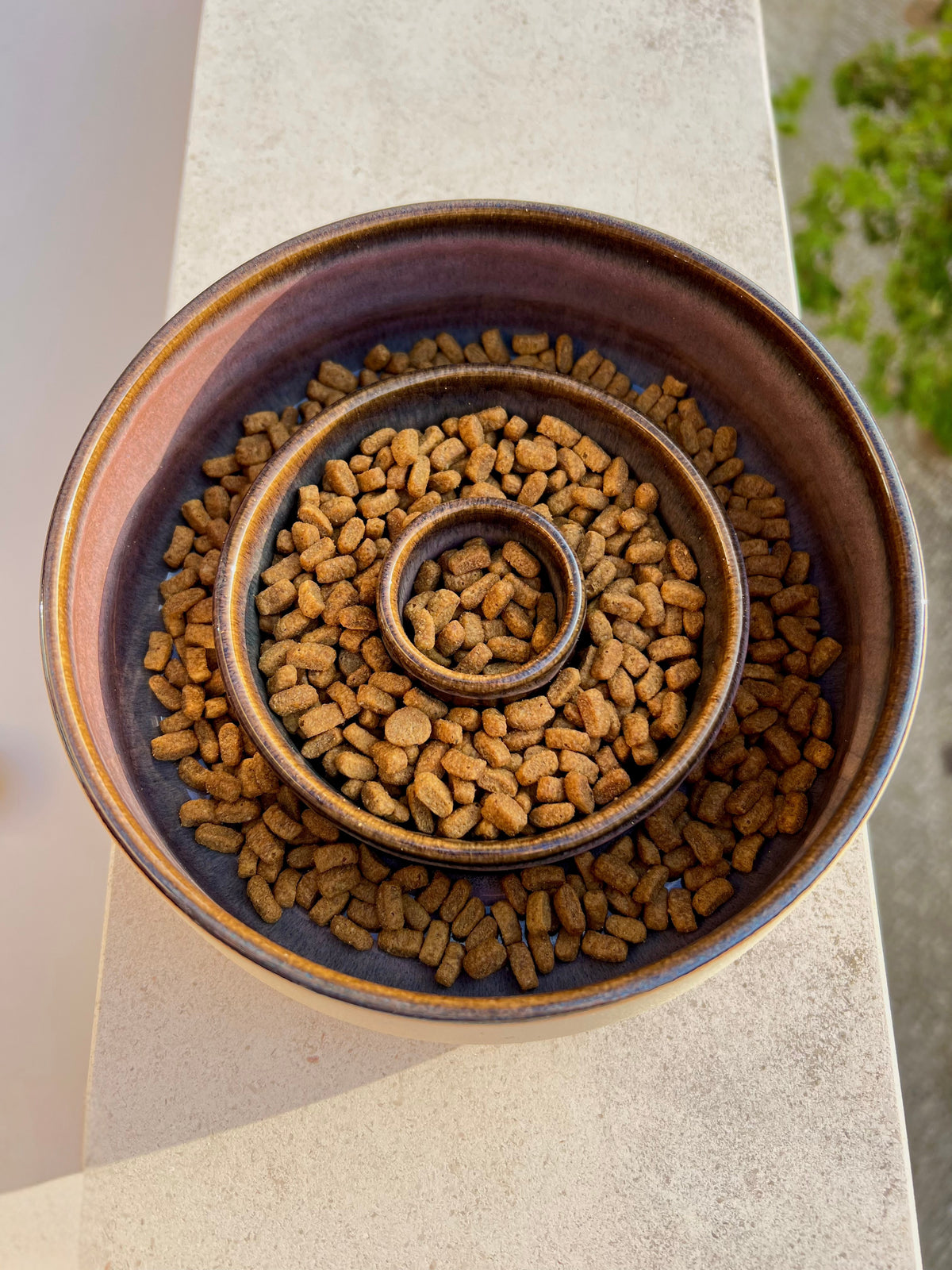 Sweet pink ceramic slow feeder bowl for dogs